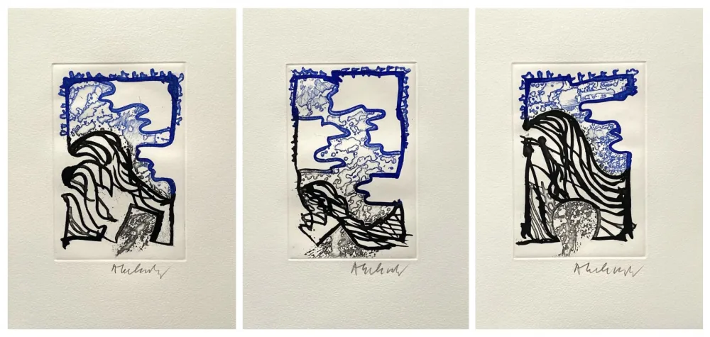 蚀刻版画 Alechinsky - '' L'Or Noir ''