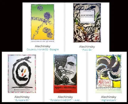 石版画 Alechinsky - Lot de 5 Affiches originales