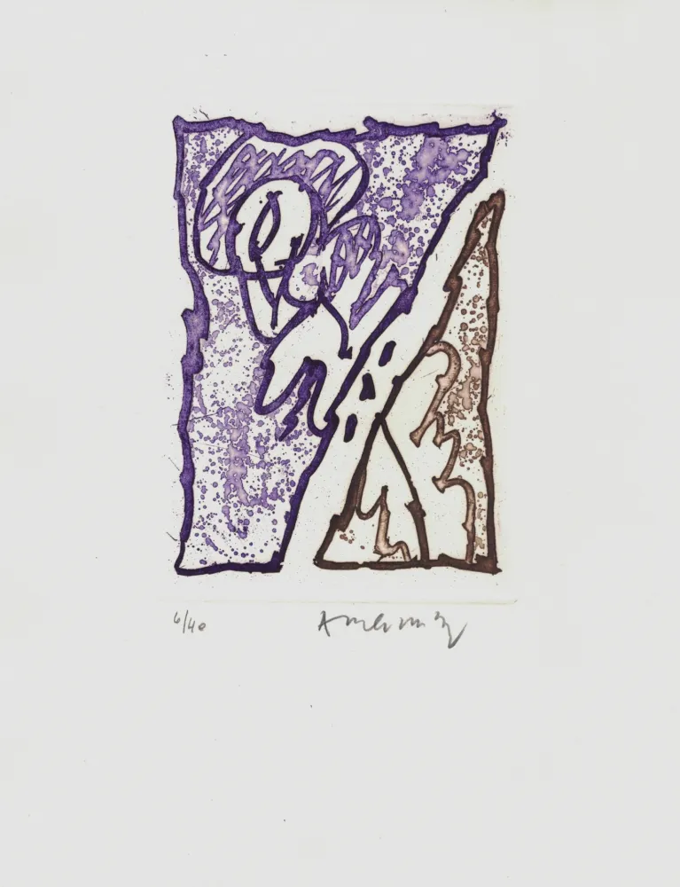 蚀刻版画 Alechinsky - '' Maint Corps de Chambres ''