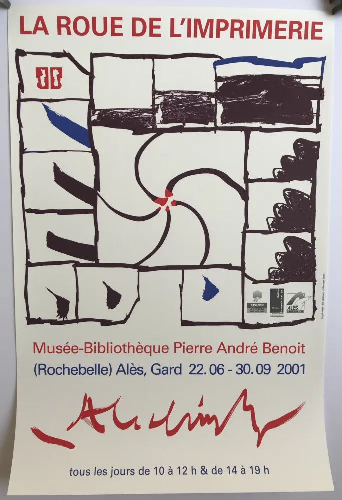 海报 Alechinsky - Musée-Bibliothèque Pierre André Benoit, Alès / La Roue de l'imprimerie