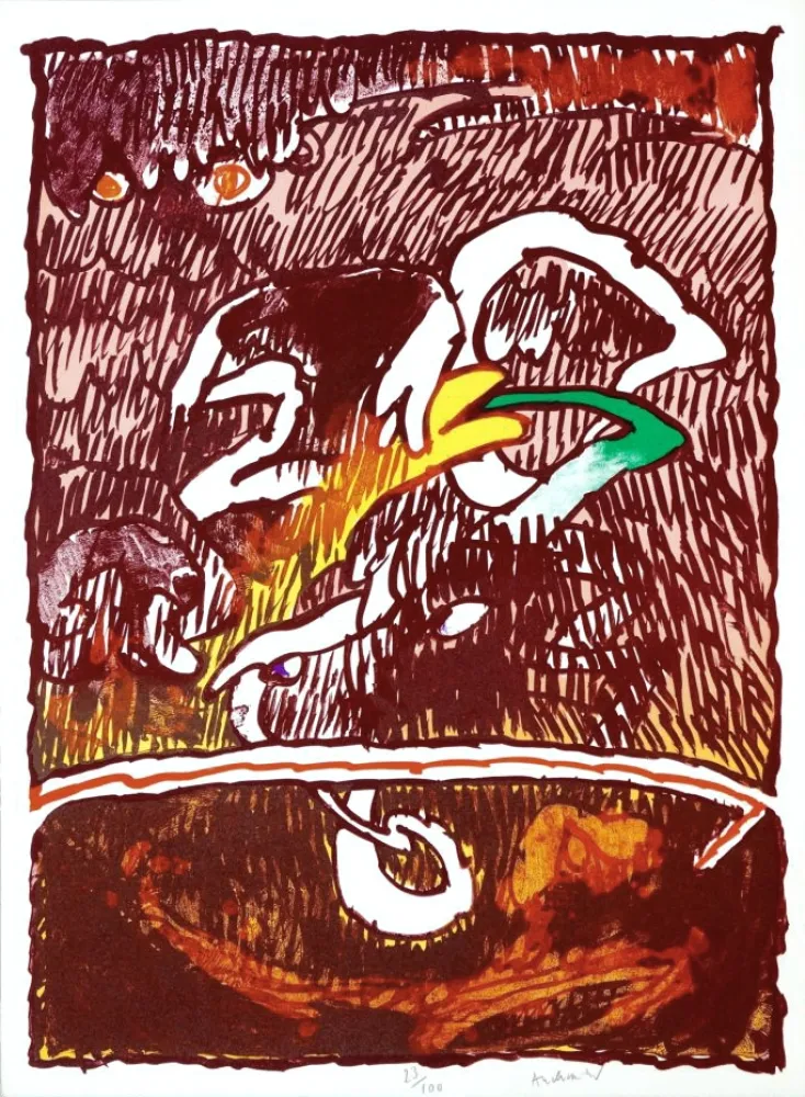 石版画 Alechinsky - Objets volants