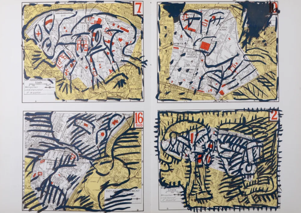 石版画 Alechinsky - Paris Districts, 1982