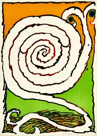 石版画 Alechinsky - Pierre Alechinsky (1927) – Plate II from the portfolio Ceremonial Labyrinths (Labyrinthes d’apparat) – Color lithograph on Arches paper – 1972