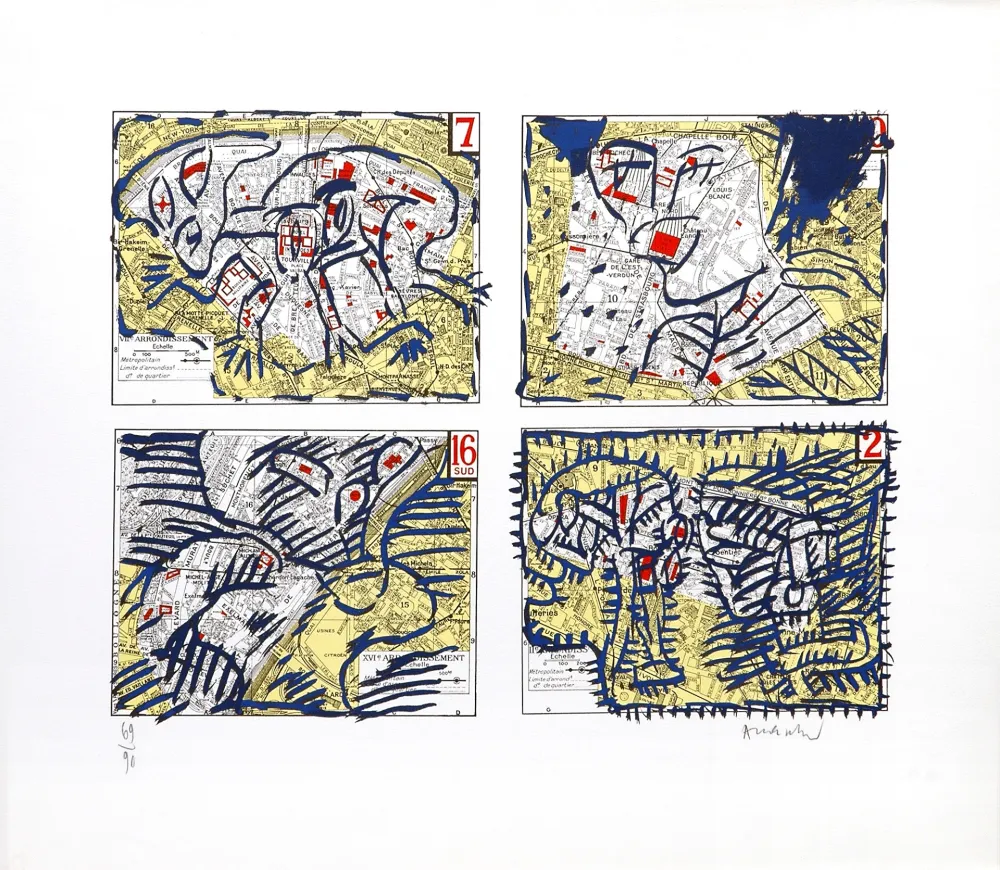 石版画 Alechinsky - Quatre arrondissements