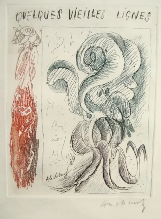 蚀刻版画 Alechinsky - Quelques vieilles lignes I