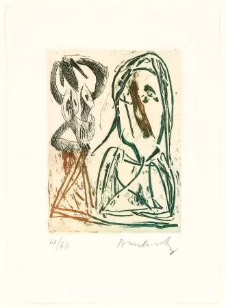 蚀刻版画 Alechinsky - Quelques vieilles lignes III