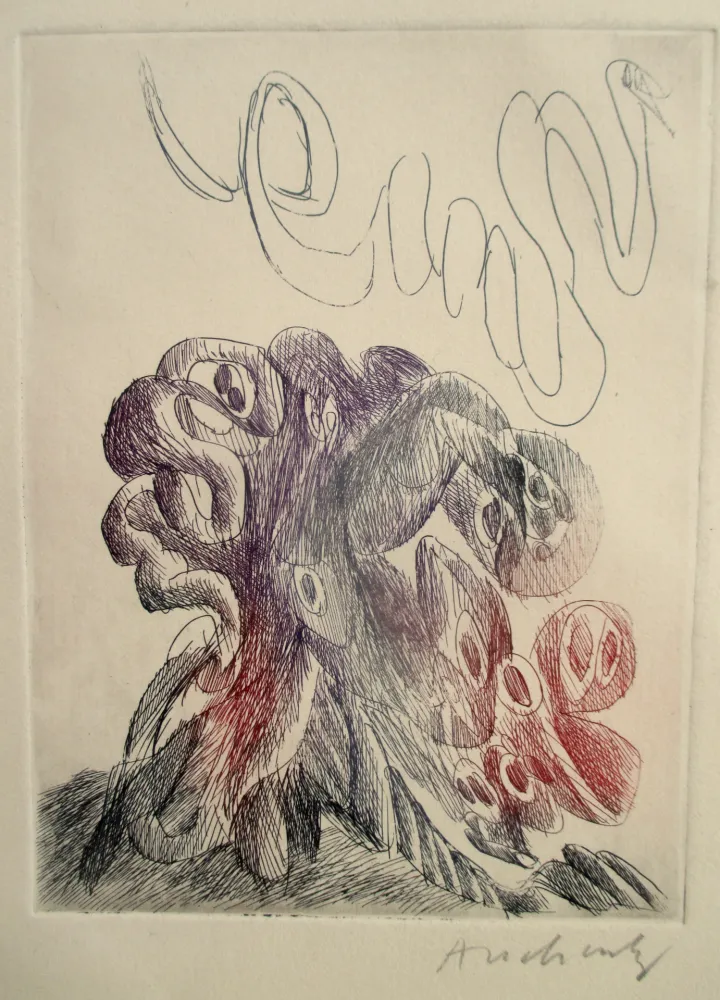 蚀刻版画 Alechinsky - Quelques vieilles lignes IX