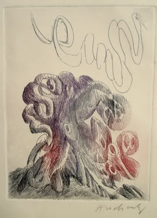 蚀刻版画 Alechinsky - Quelques vieilles lignes IX