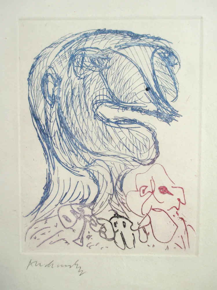 蚀刻版画 Alechinsky - Quelques vieilles lignes X