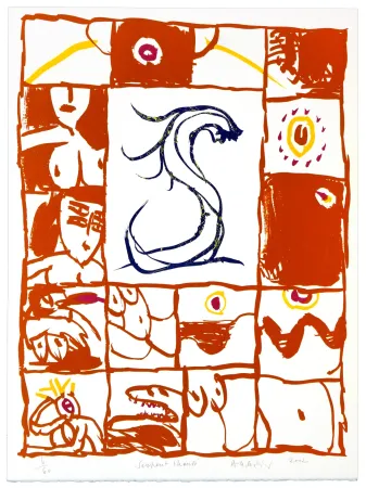 石版画 Alechinsky - Serpent chanté