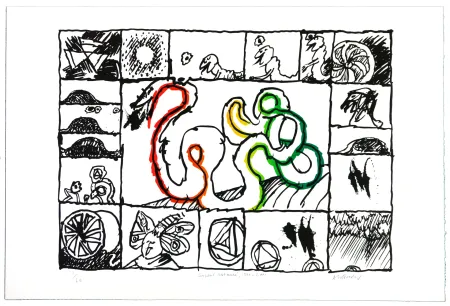 石版画 Alechinsky - Serpent restauré