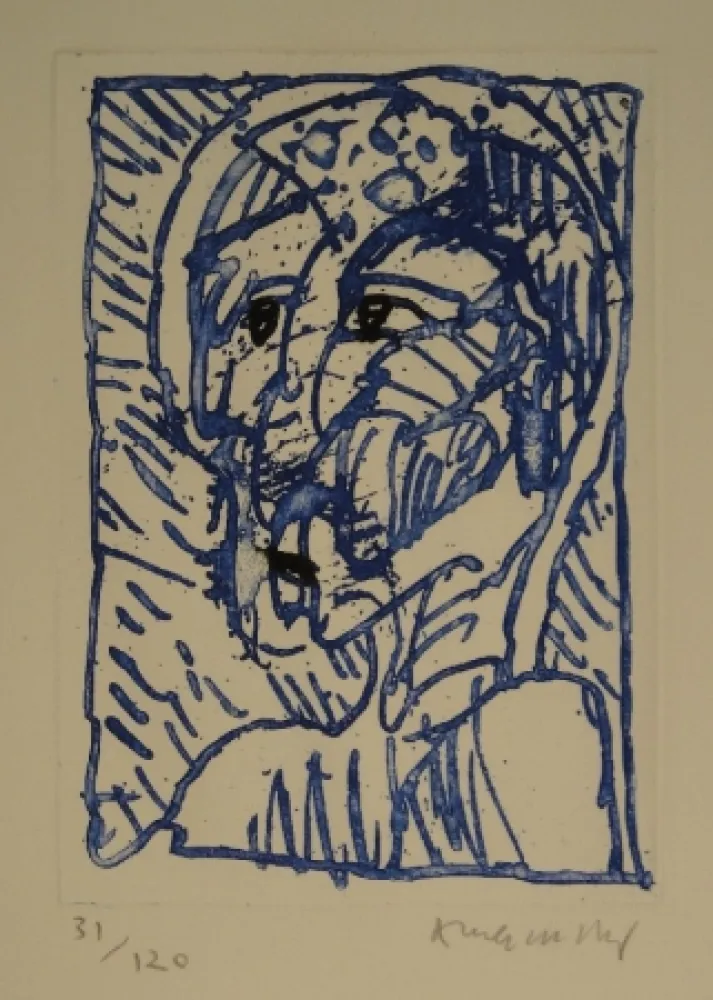 蚀刻版画 Alechinsky - Tête / Kopf. 