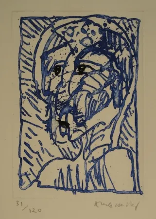 蚀刻版画 Alechinsky - Tête / Kopf. 