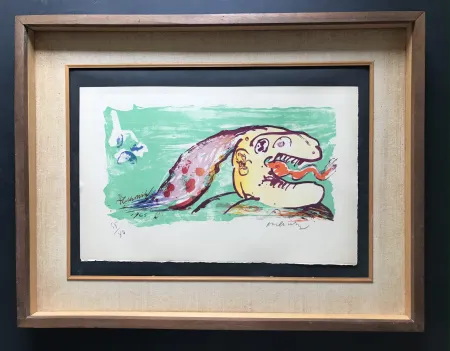 石版画 Alechinsky - Tiireur de langue profilé