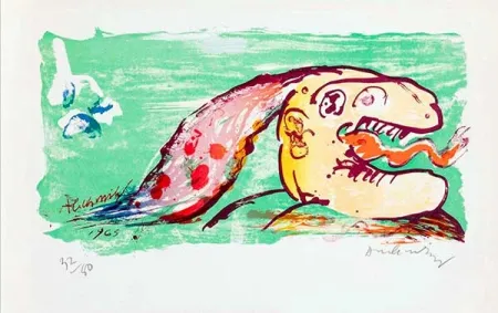 石版画 Alechinsky - Tireur de langue