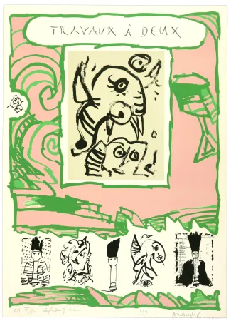 石版画 Alechinsky - Travaux à deux