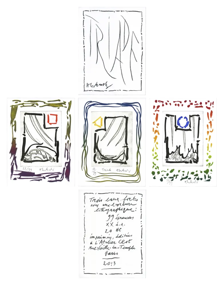 蚀刻版画 Alechinsky - Triade Rouge , Bleue, Jaune