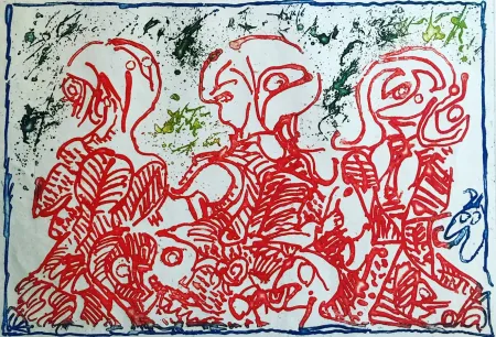 蚀刻版画 Alechinsky - Trois désordinateurs