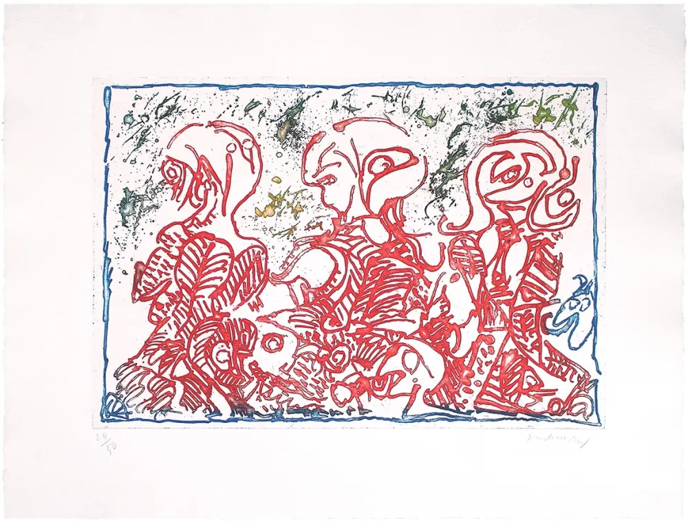 蚀刻版画 Alechinsky - Trois désordinateurs