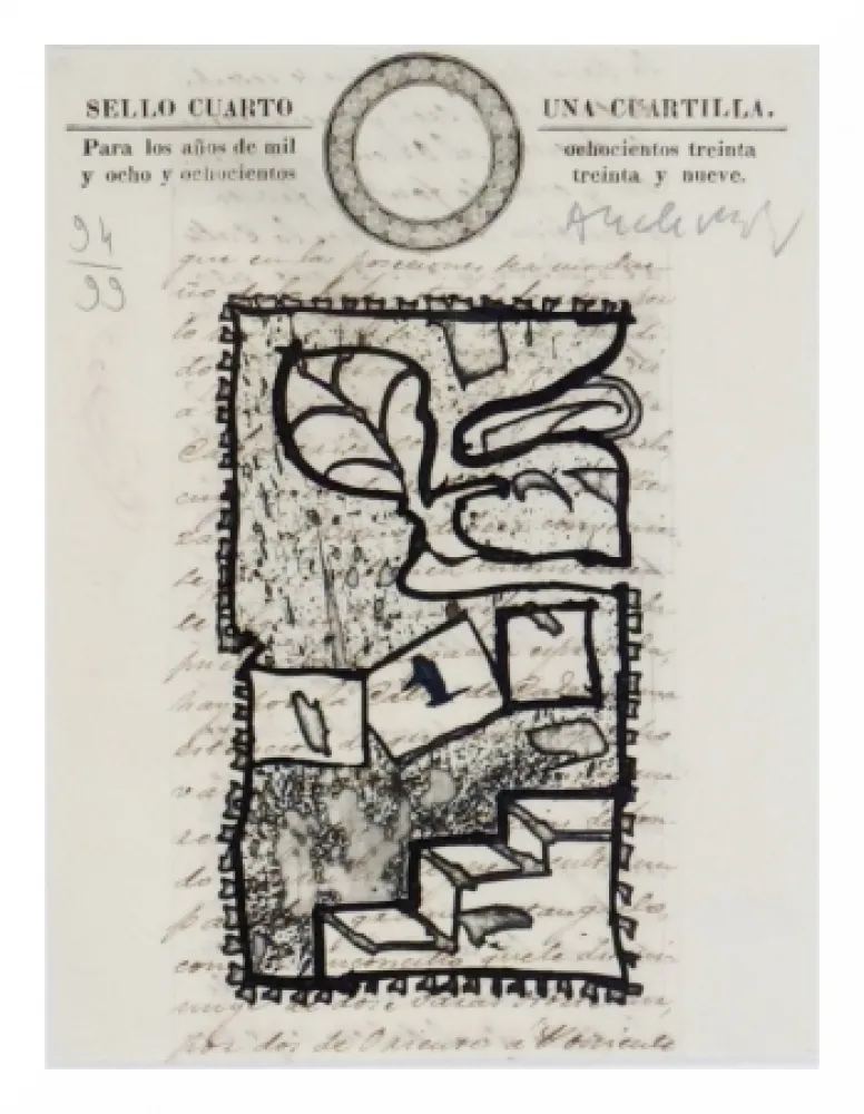 蚀刻版画 Alechinsky - Una Cuartilla