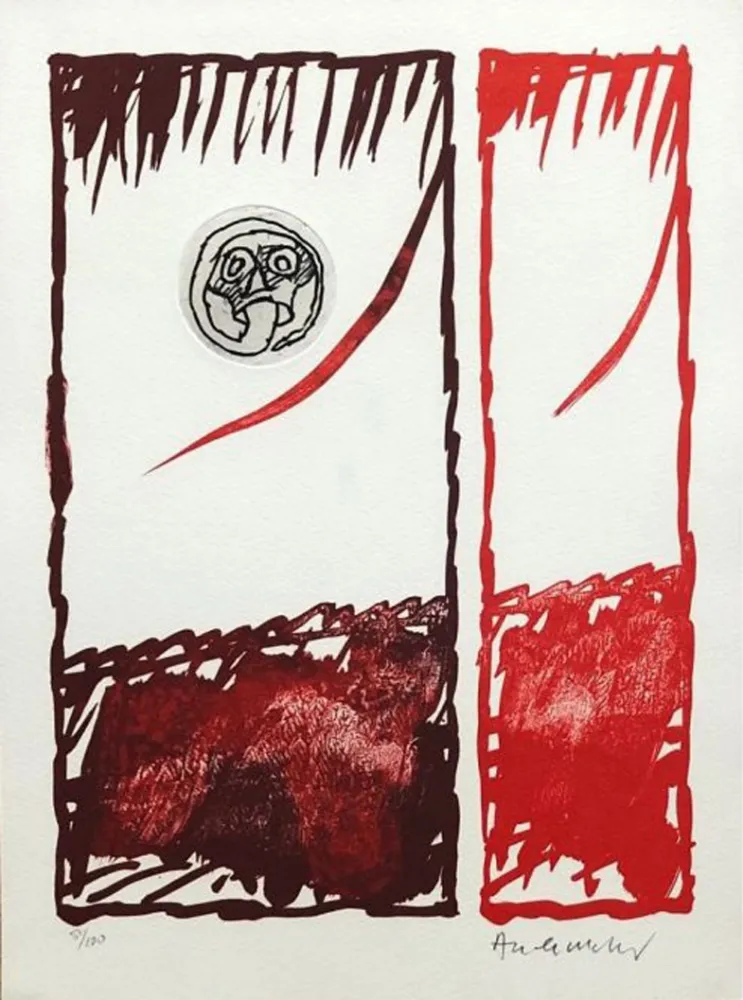 蚀刻版画 Alechinsky - '' Vaccillations ''