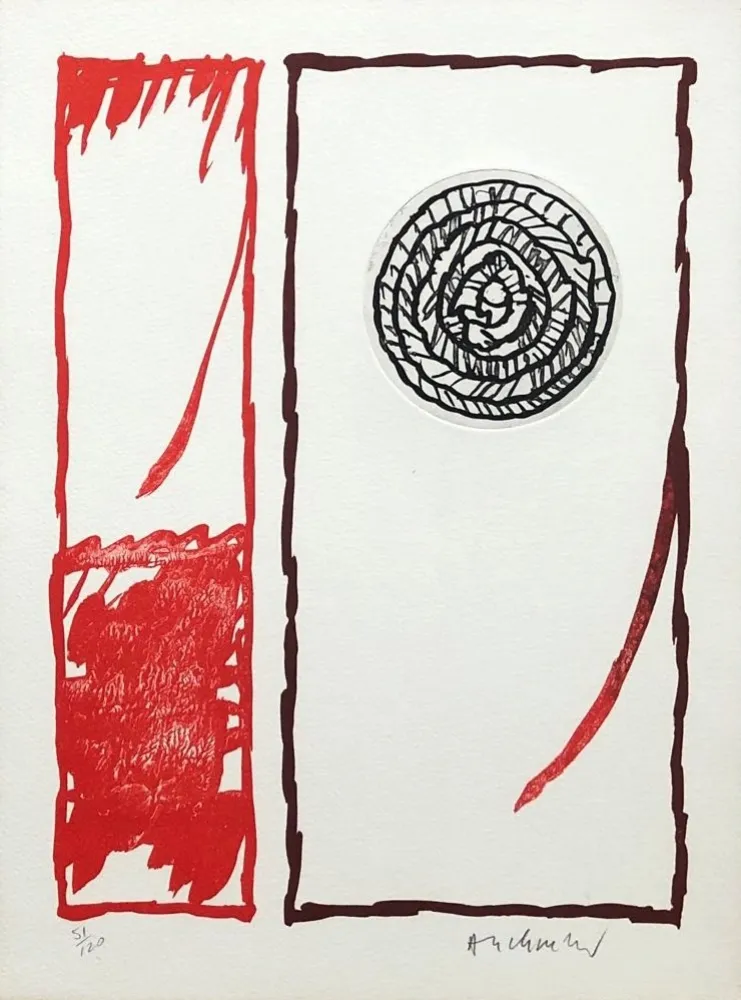 蚀刻版画 Alechinsky - '' Vaccillations II ''