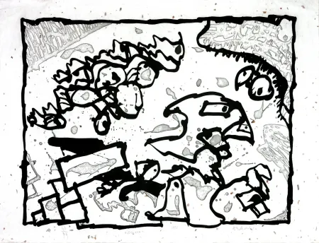 蚀刻版画 Alechinsky - Vibrions