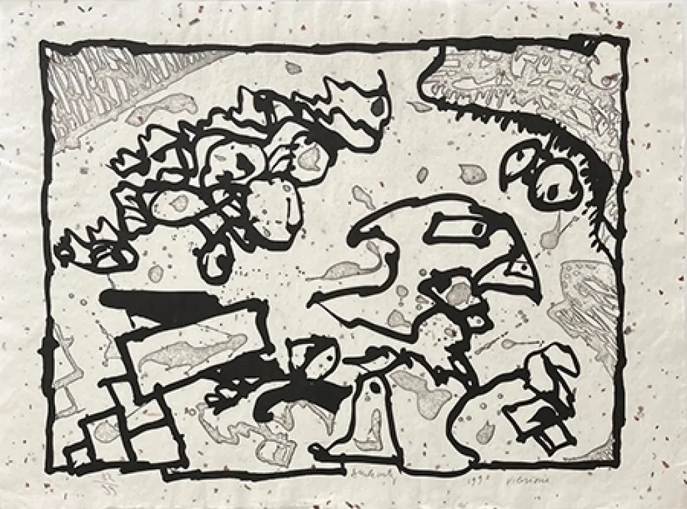 版画 Alechinsky - Vibrions noir