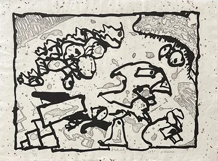 版画 Alechinsky - Vibrions noir