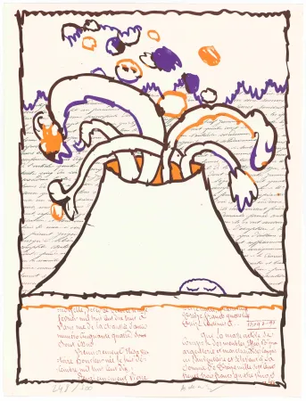 石版画 Alechinsky - Volcan dépeint