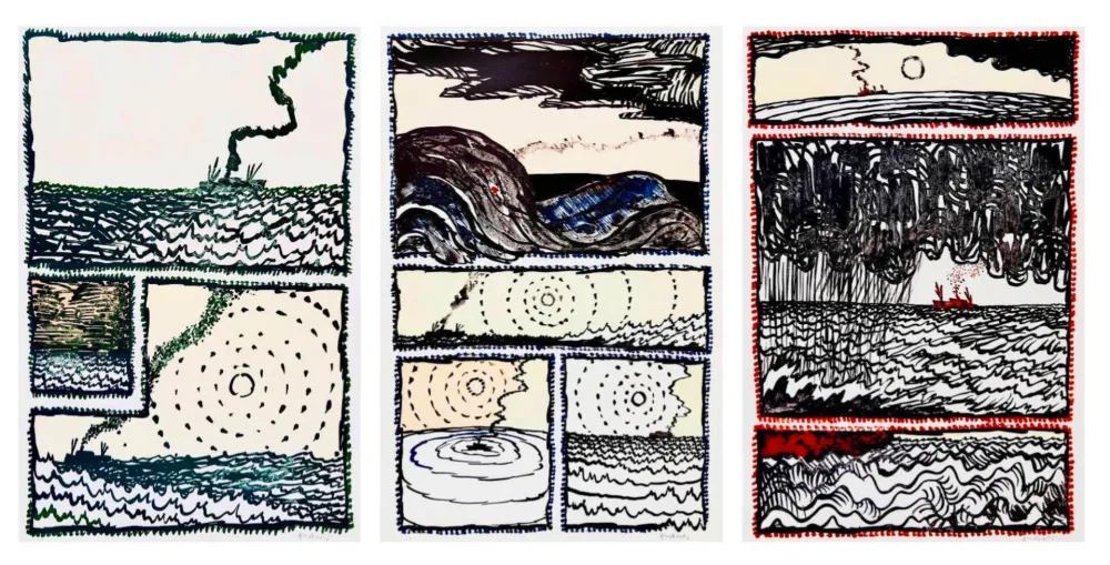 石版画 Alechinsky - Volturno I, II, III