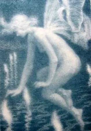 石版画 Alleaume - Phalène et les feux follets