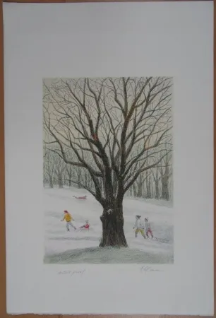 石版画 Altman - Winter in the Park