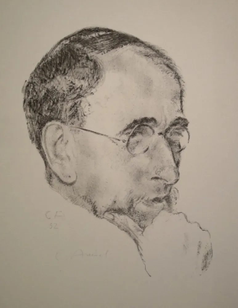 石版画 Amiet - Bildnis Ernst Kreidolf in Dreiviertelansicht