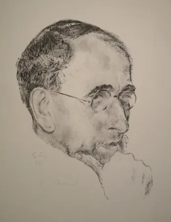 石版画 Amiet - Bildnis Ernst Kreidolf in Dreiviertelansicht