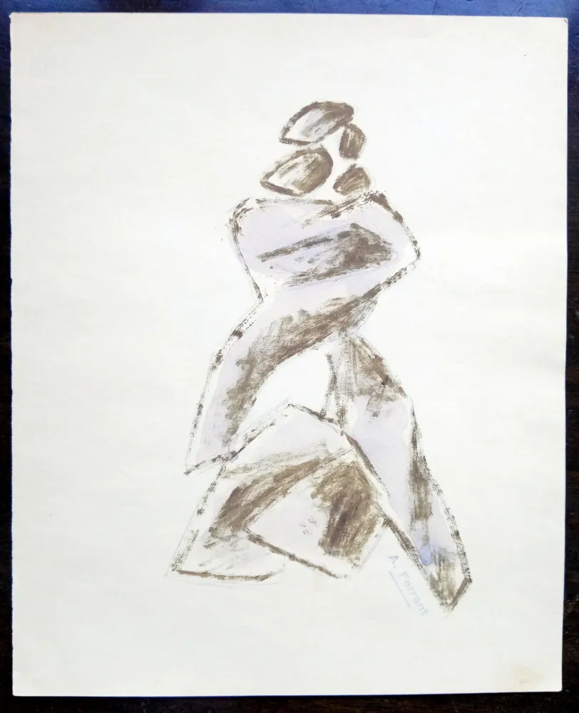 无技术 Àngel - Boceto escultura - Original Drawing - Signed
