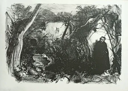 石版画 Annigoni - VIANDANTE CON MANTELLO