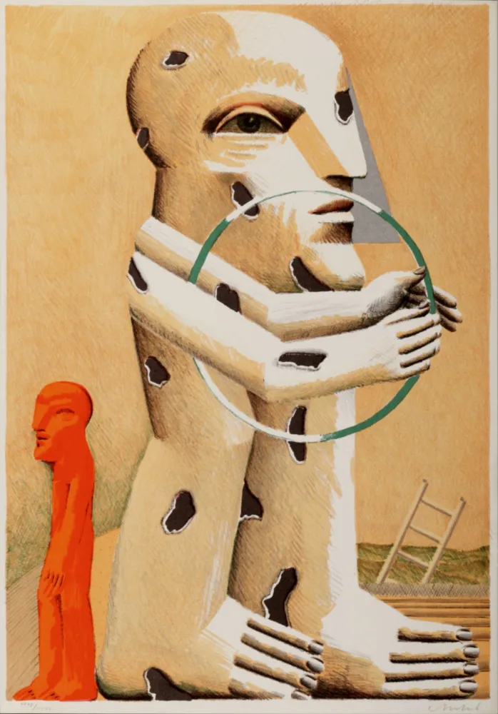 石版画 Antes - Figure tachetée avec cerceau, 1982 - Hand-signed!