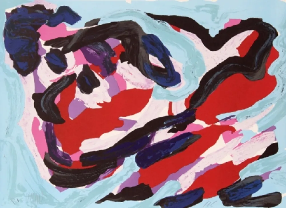 石版画 Appel - Floating in Blue