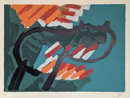 石版画 Appel - Green Cat 