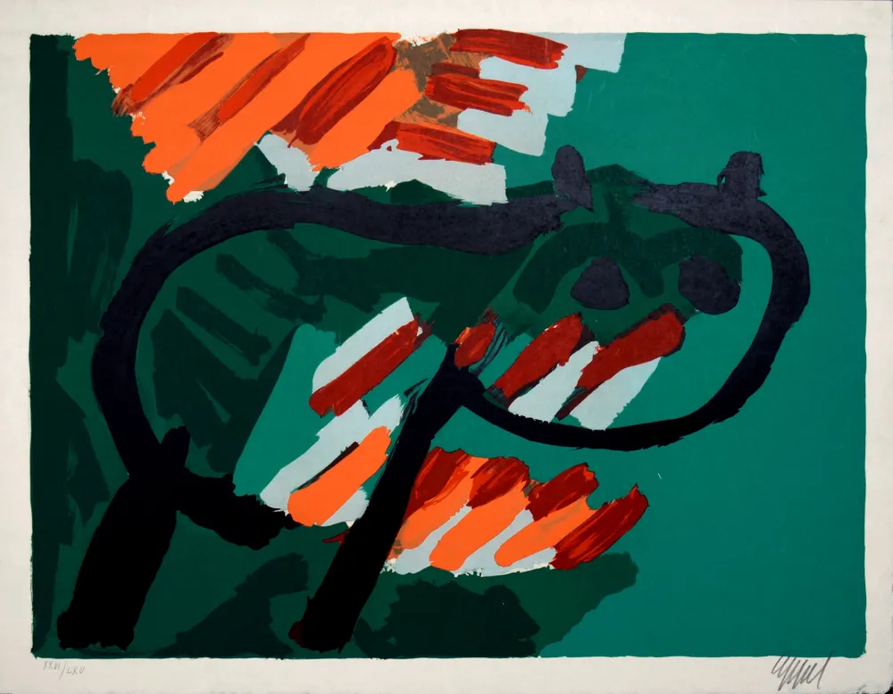 石版画 Appel - Green Cat, 1978 - Hand-signed!