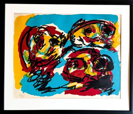 石版画 Appel - Karel Appel (1921 - 2006) - Three Heads - Color lithograph on paper - 1966