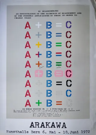 丝网印刷 Arakawa - „10 reassembling an investigation of the elements of reassembly and of the possible applications of these in order to change usage“, 1972.