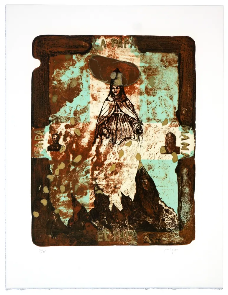 石版画 Aritza - El papa, la papa, papa, mama ! (Papesse Jeanne)