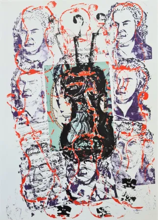 石版画 Arman - Johann Sebastian Bach