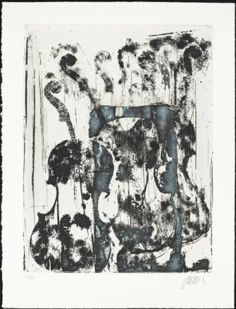 版画 Arman - Noir et Bleu