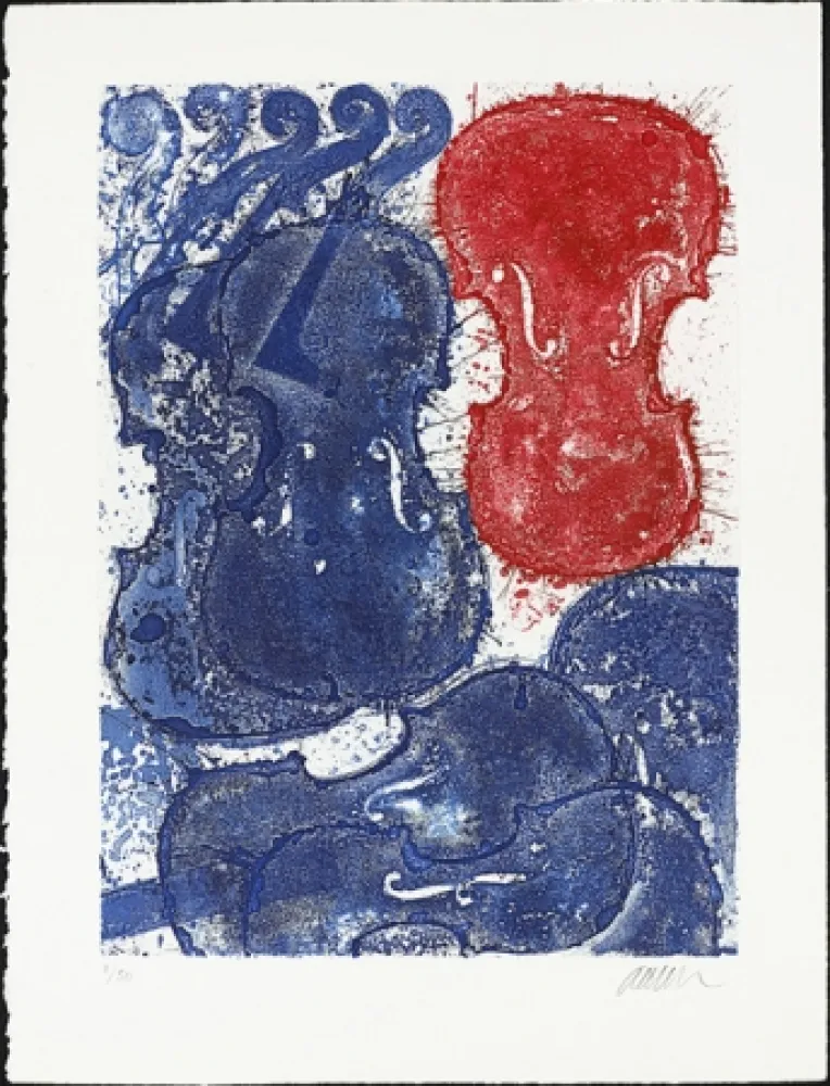 蚀刻版画 Arman - Rouge et bleu