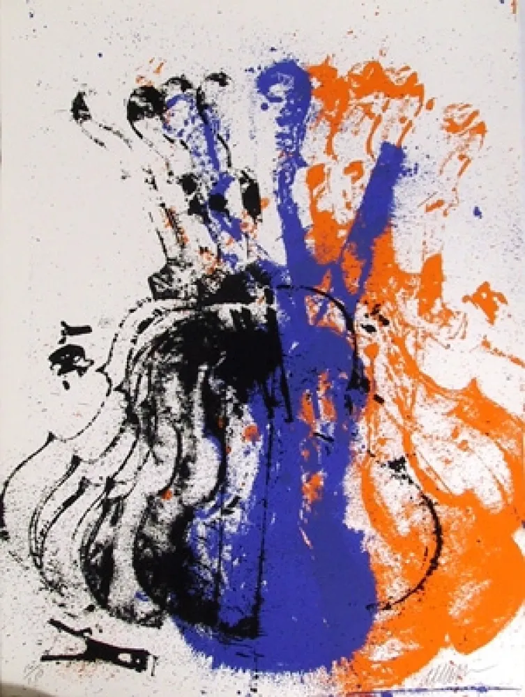 丝网印刷 Arman - Squeezed Blue Fiddle