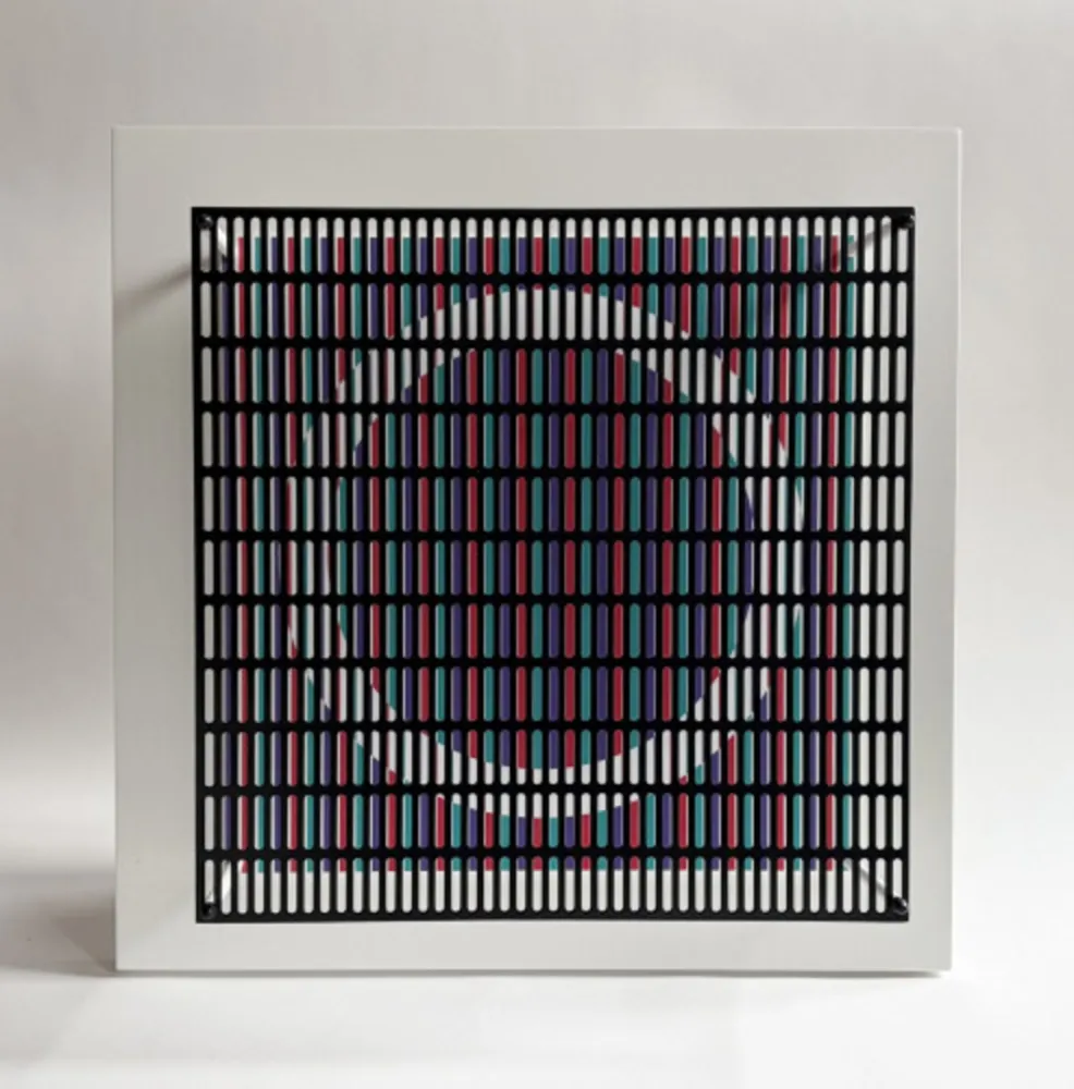 复数作品 Asis - Vibration cercles mauve, rouge et turquoise