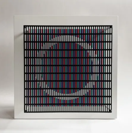 复数作品 Asis - Vibration cercles mauve, rouge et turquoise